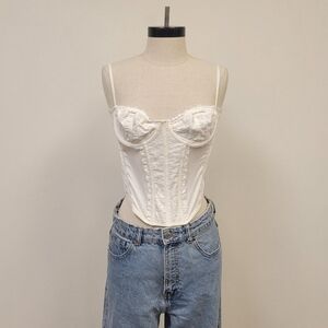 urban outfitters white lace corset bustier top